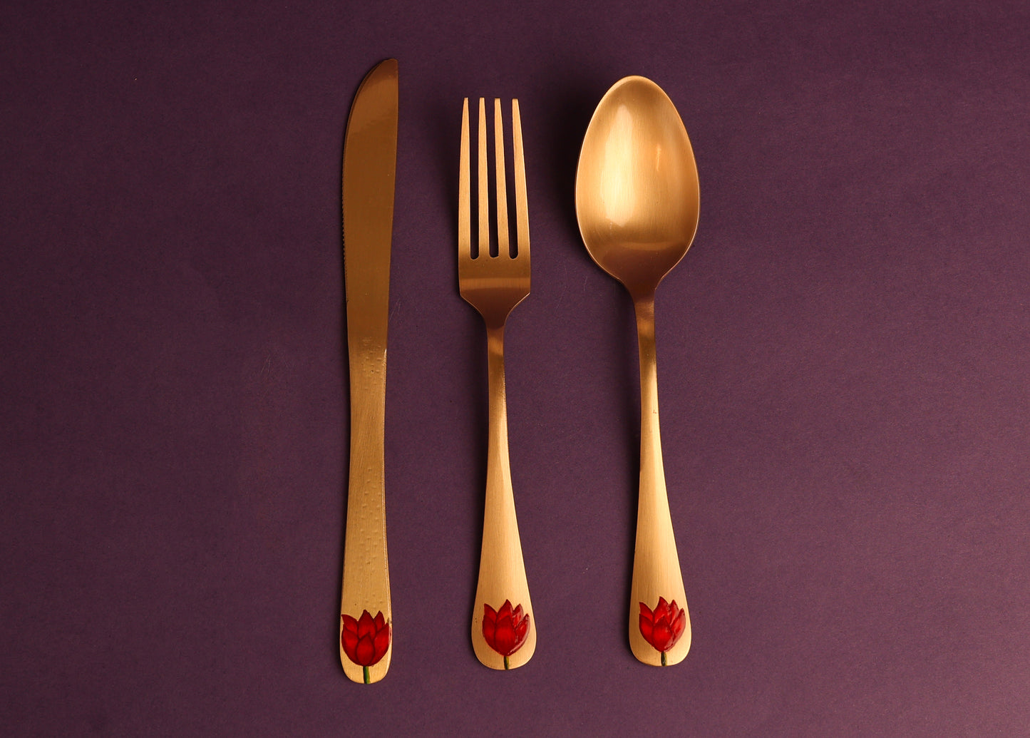 Padmai Pital Spoon Fork Knife Set