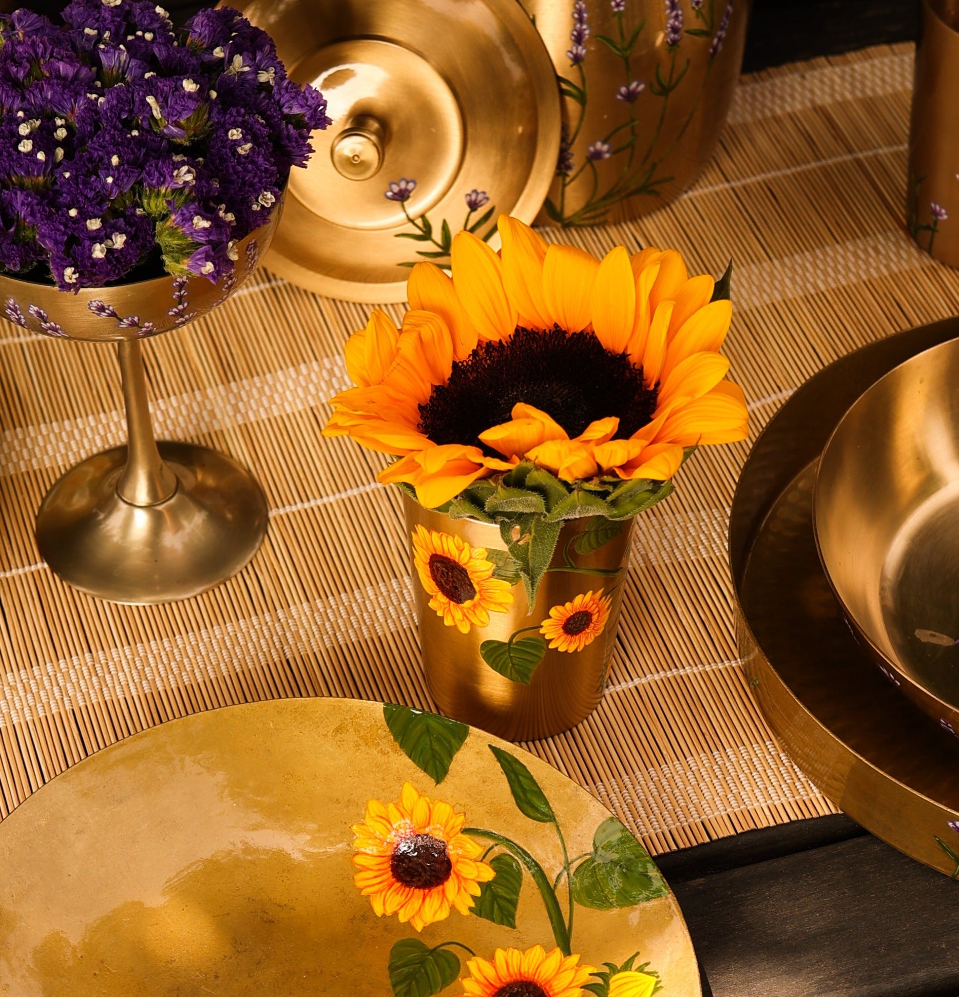 Sunflower Kansa Glass - Set Of 2