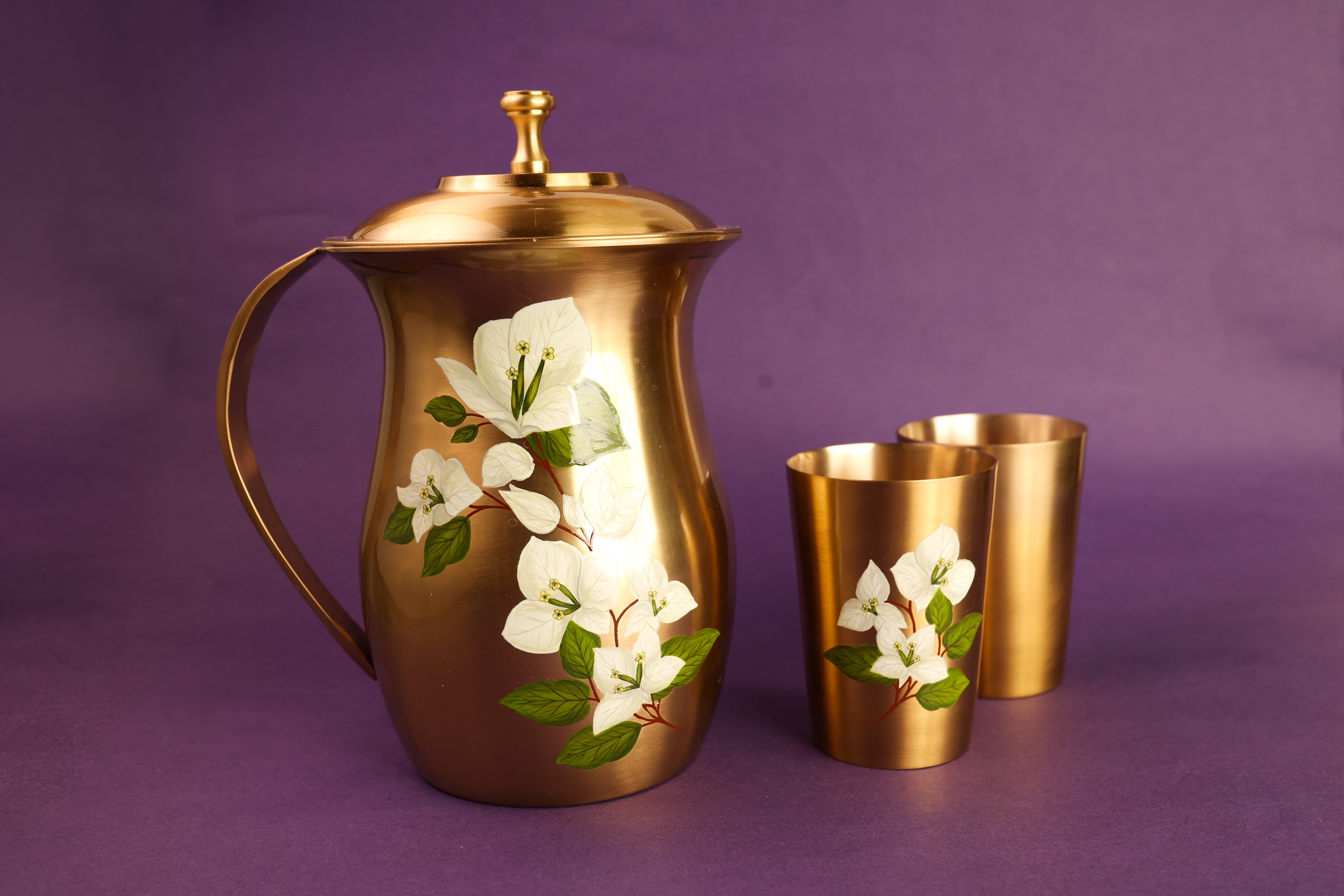 Saphed Kansa Jug and Glass set